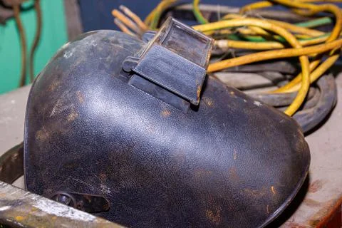 Close up of an rusty iron helmet Stock-Fotos