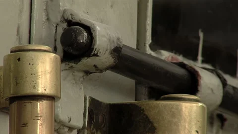 Close Up of a Rusty Iron Lock on a Maximum Security Prison Door Stock Footage 201435789