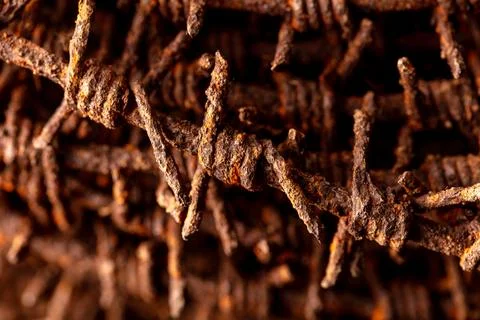 Close-up of rusty metal barbed wire Stock Photos