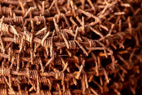 Close-up of rusty metal barbed wire Stock Photos