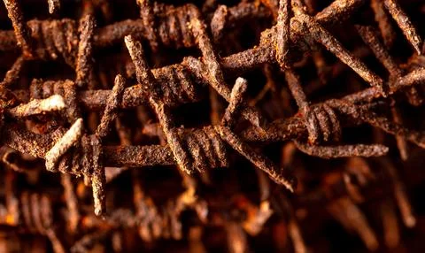 Close-up of rusty metal barbed wire Stock Photos