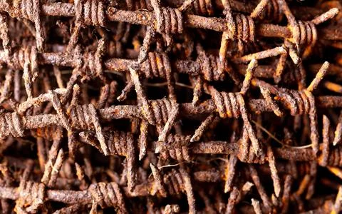 Close-up of rusty metal barbed wire Stock Photos