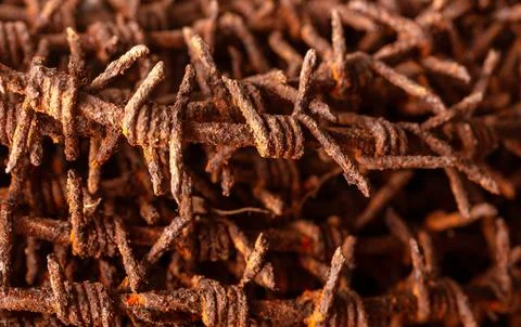 Close-up of rusty metal barbed wire Stock Photos