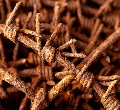 Close-up of rusty metal barbed wire Stock Photos