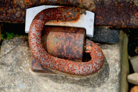 Close Up of a Rusty Railway Link in Pingxi New Taipei City Taiwan. Stock-Fotos