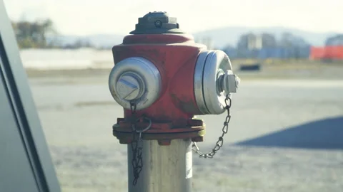 Close up, rusty red fire hydrant at sunny day. Stock Footage 144796689