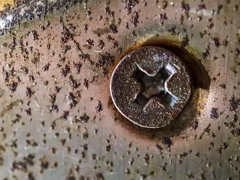 Close up of rusty screw head Stock Photos
