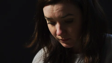 Close up of a sad woman Stock Footage 99749335