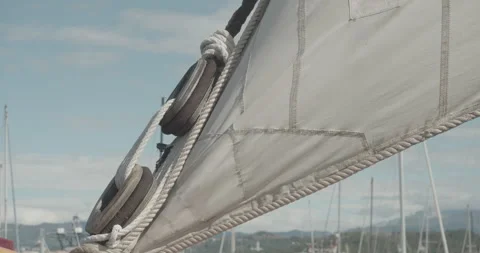 Close up sail of an ancient ship Stock Footage 142807558