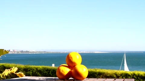 A Close Sail &amp; Oranges Pyramid Stock Footage 777126