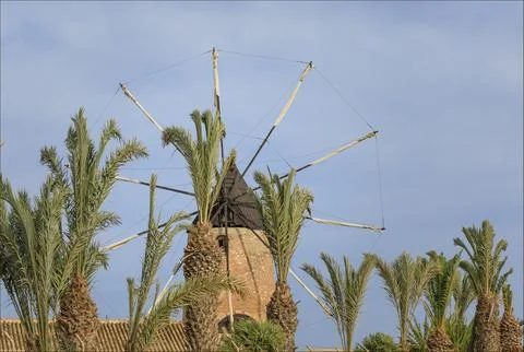 Close up of the sails of a spanish water pumping windmill Stock Photos