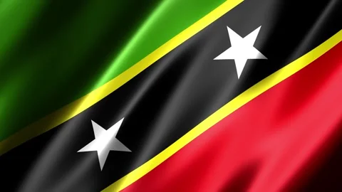 Close up of the Saint Kitts Nevis flag blowing in the wind Stock-Footage 348690934