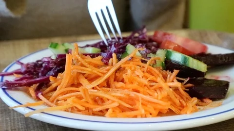 Close-up of salad in plate on table Stock Footage 88822075
