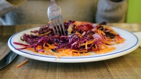 Close-up of salad in plate on table Stock Footage 88822100