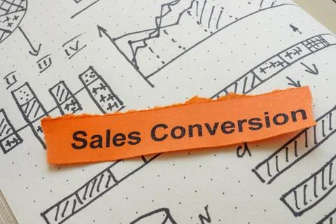 Close-up of a sales conversion note. Stock Photos