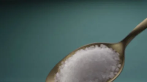 Close-up of Salt in a Spoon Stock Footage 288044628