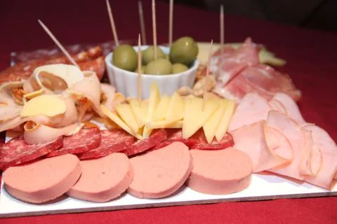 Close up of salty snack variations on table Stock Photos