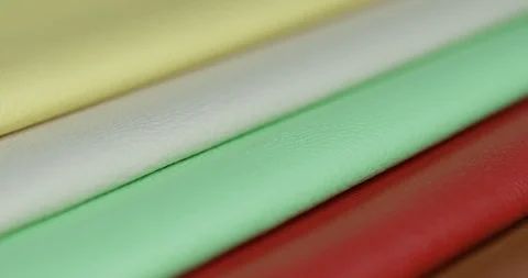 Close-up samples of colorful leather Stock Footage 87479353