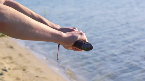Close up of samurai sword in master's hands. Slowly Video stock 62409183