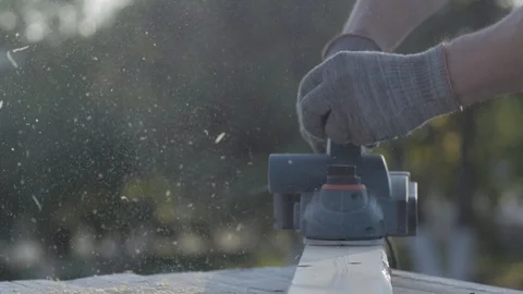 Close-up of a sander on a Board against the background of nature Vídeos de archivo 129632805