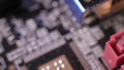 Close-up of a SATA controller slot, macro view, slider shot 動画素材 106997328