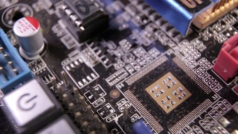 Close-up of a SATA controller slot, macro view, slider shot 库存影片 106998955