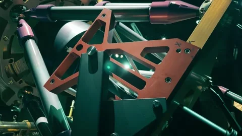 Close-up of satellite telescope structure and mechanical components, space Stock Footage 334261031