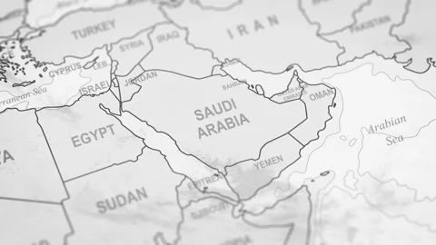 Close Up Of SaudiArabia Borders. World Map Animation. Video stock 331810926