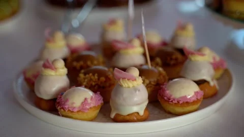 Close up  savarin cake Stock Footage 261151206