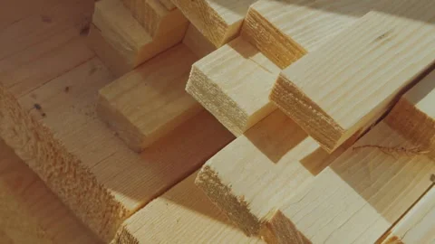 Close-up of sawn planks, a stack of wood Stock Footage 339506265