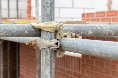 Close up scaffold joint Stock Photos