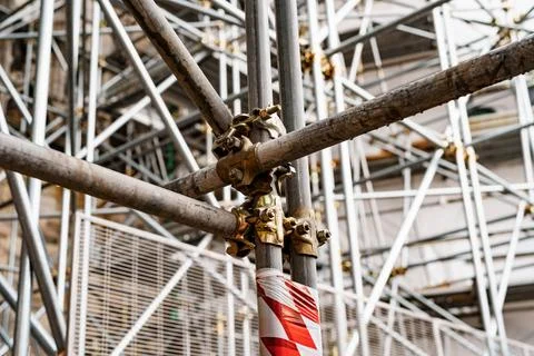 Close-up of scaffolding on the background of the building Fotos de archivo