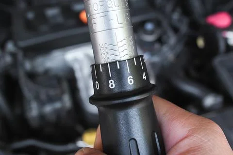 Close up of scale torque adjuster of torque wrench Stock Photos