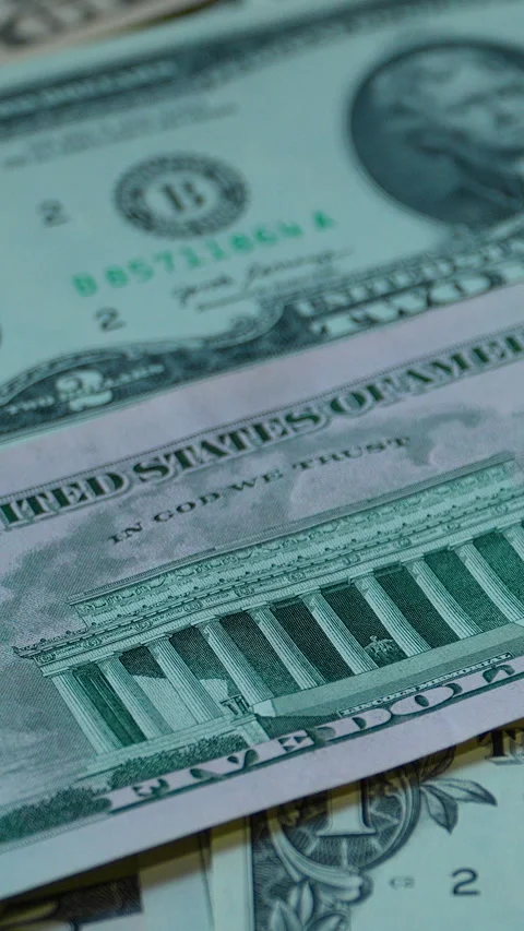 Close Up Of Scattered US Dollar Banknotes On Table Stock Footage 339972096