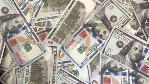 Close Up of Scattered US Dollar Bills Money Background Finance Concept Stock Footage 337034296