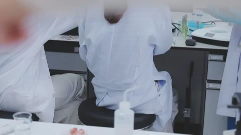 Close up scene of researcher examining alternative protein powder in steril.. Stock Footage 335925711