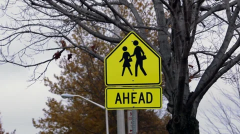 Close-Up of School Sign Stock Footage 36134739