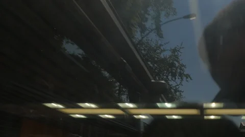 Close Up of Sci-Fi Tunnel Details filmed through a Bus Window Stock Footage 92769408