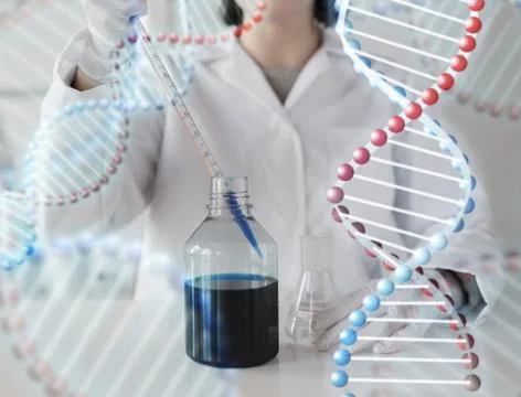 Close up of scientist making test in lab Foto stock