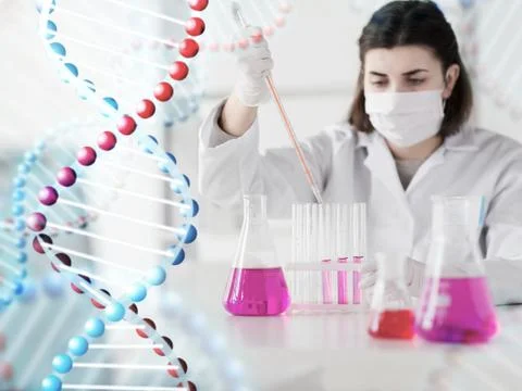 Close up of scientist making test in lab Stock Photos