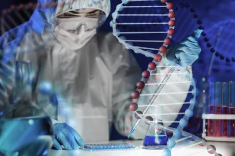 Close up of scientist making test in lab Foto stock