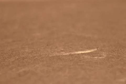 Close-up of a scratch on a brown paper texture surface. Stock Photos