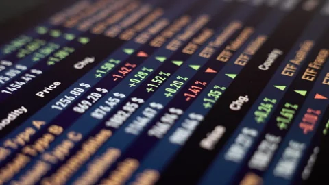 Close-up screen with ETF exchange trading funds information, prices Video stock 347018053