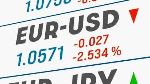 Close up screen with falling Euro - US dollar currency rate Stock Footage 278218074