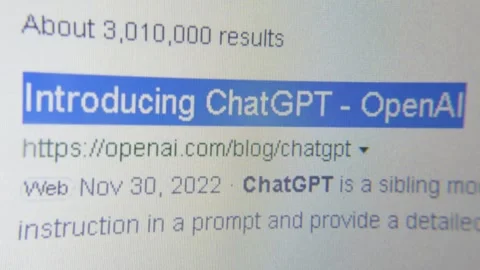 Close up screen: Introducing ChatGPT Web search result with highlighting Stock Footage 243486578