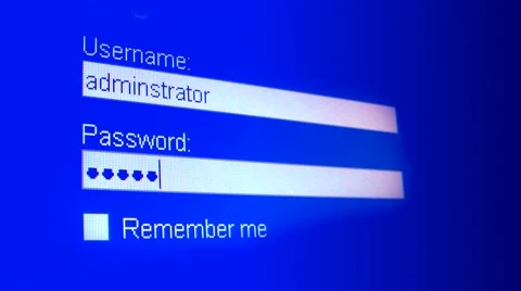 Close up of screen log on username &amp; password - Administrator Stock Footage 43550069