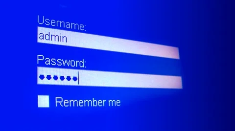 Close up of screen log on username &amp; password - Admin Video stock 43550362