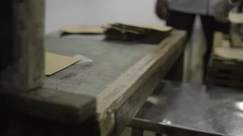 Close up on screen printing packaging label in factory in India Stock Footage 131345599