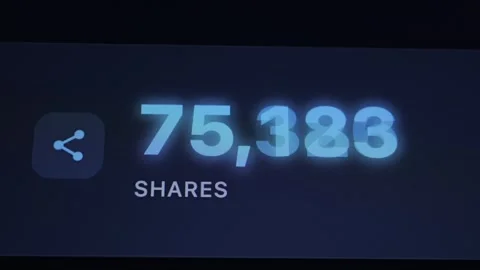 Close-up of a screen showing a high count of shares. Stock Footage 336968054