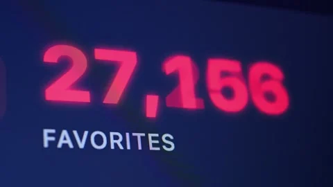 Close-up of a screen showing a high count of favorites. Stock Footage 336969805